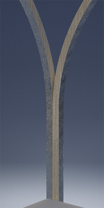Parenthesis, bed of dreams, light oak and silver leaf, 200 x 210 x 200 cm