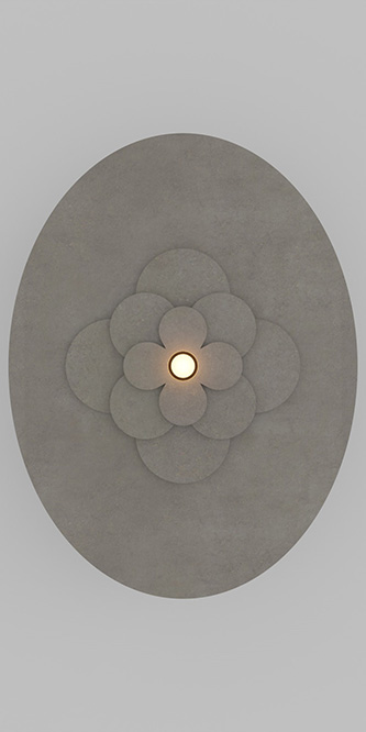 Rosette, coffee table, concrete, candle, L 80 x W 60 x H 24 x thickness 1 cm