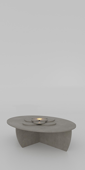 Rosette, coffee table, concrete, candle, L 80 x W 60 x H 24 x thickness 1 cm