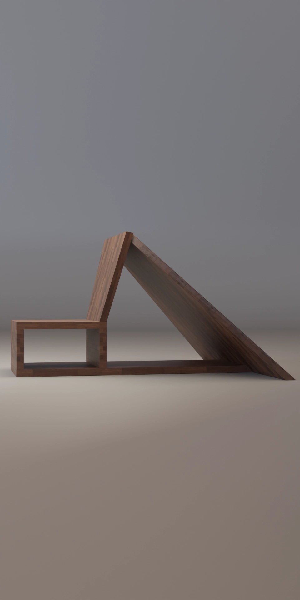 The Hero's Repose, cape chair, solid butt-jointed walnut, H 30 / 80 x D 50 / 142 x L 50 / 70 / 65 / 150 cm, thickness 4 cm