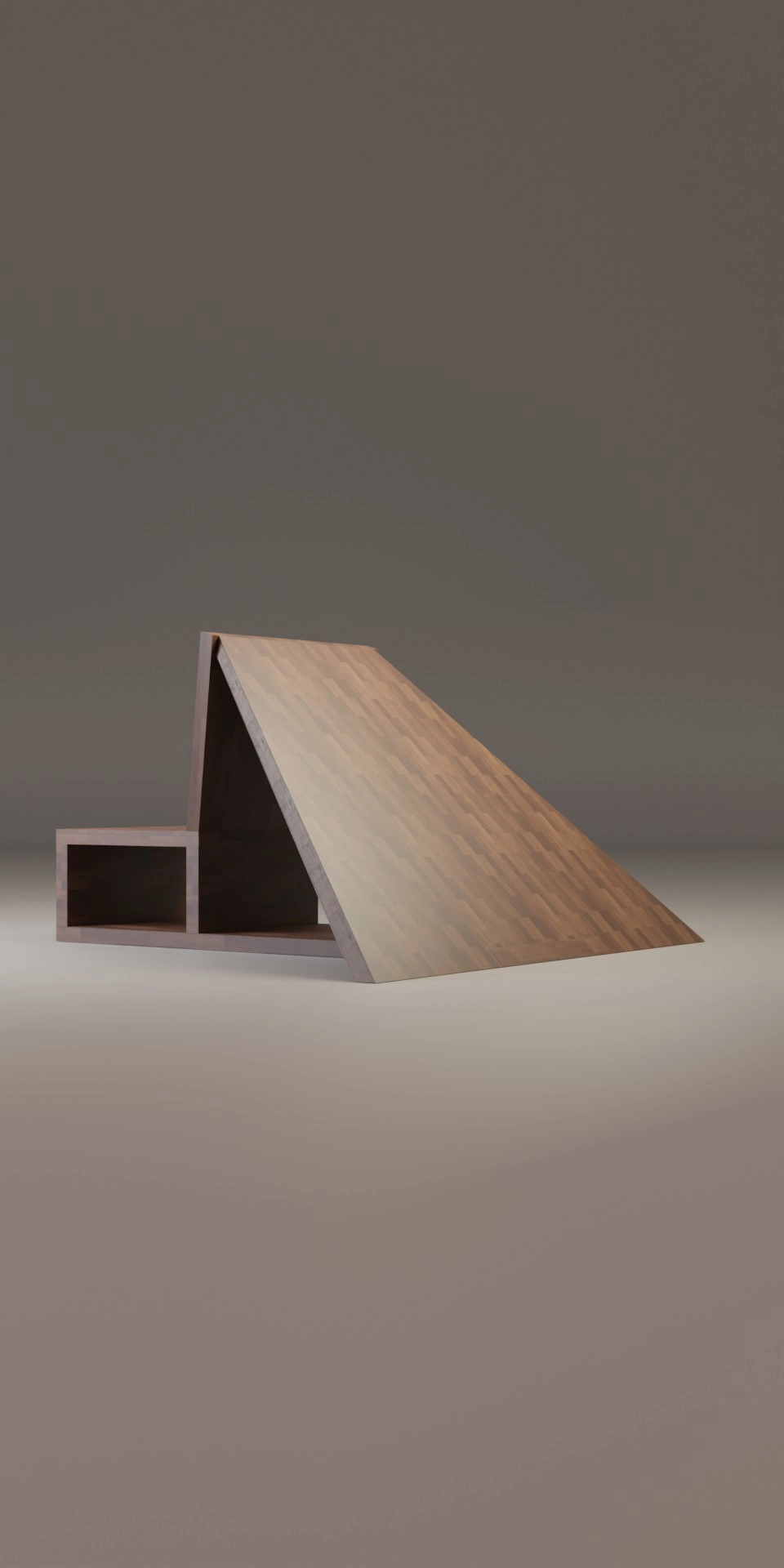 The Hero's Repose, cape chair, solid butt-jointed walnut, H 30 / 80 x D 50 / 142 x L 50 / 70 / 65 / 150 cm, thickness 4 cm